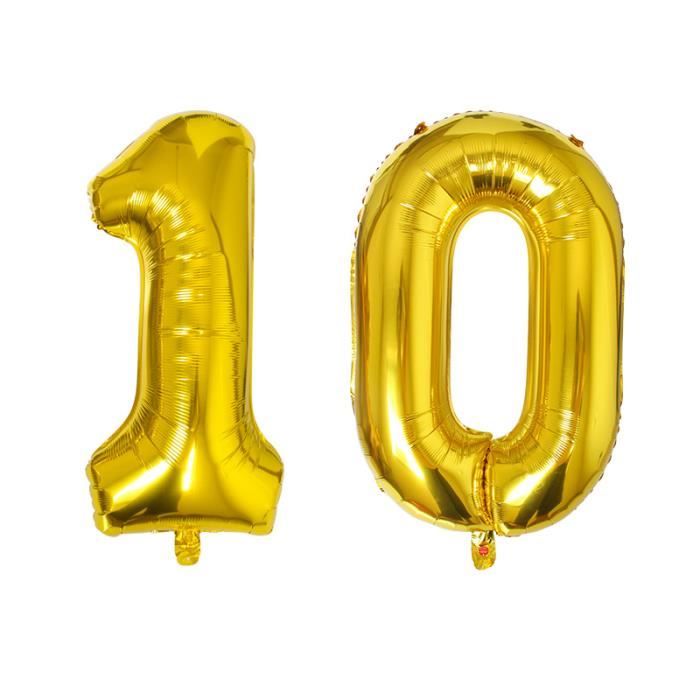 Ballons En Aluminium Numéro 10, Décorations De Fête De Joyeux