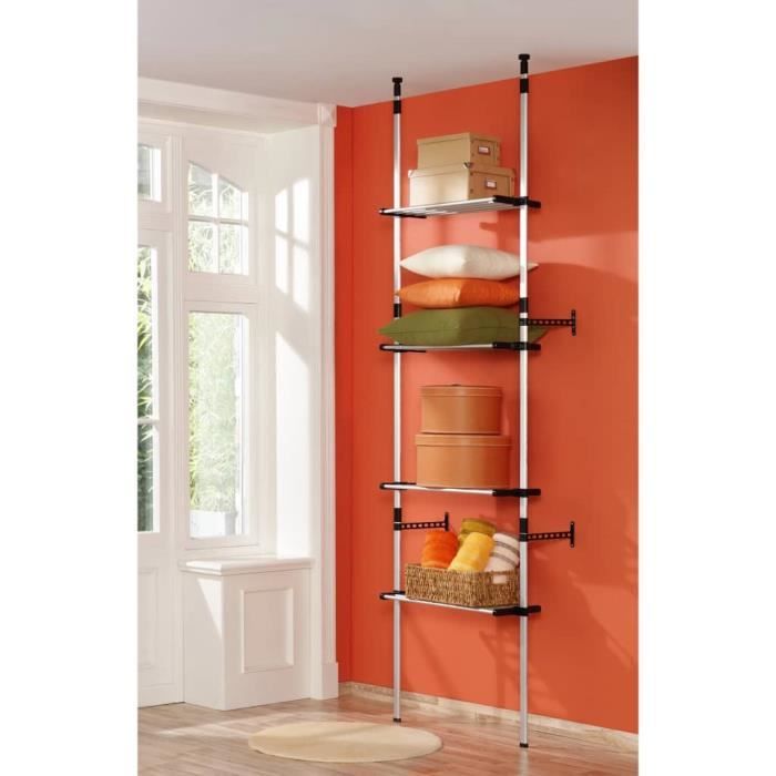 Zerodis Système de garde-robe télescopique avec étagères Aluminium RE388