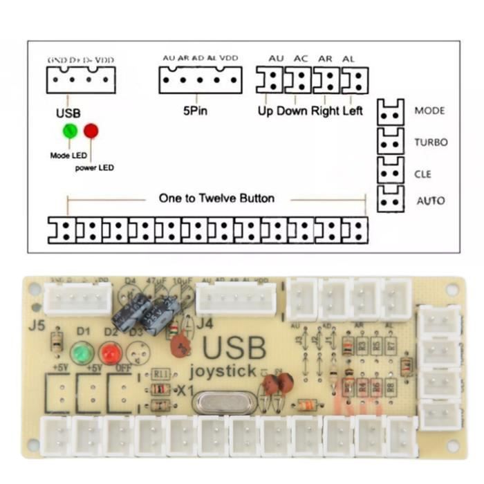 Kit de manette de jeu DIY USB Controller Computer Rocker Game Stick ...