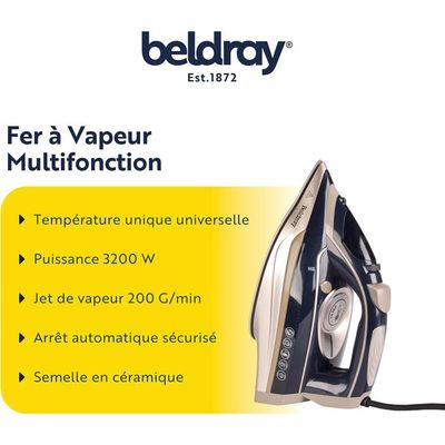 Beldray Fer à Repasser & Défroisseur 2-en-1 1200W – Mini Vapeur Voyage, Semelle Céramique, Température Unique, Compact