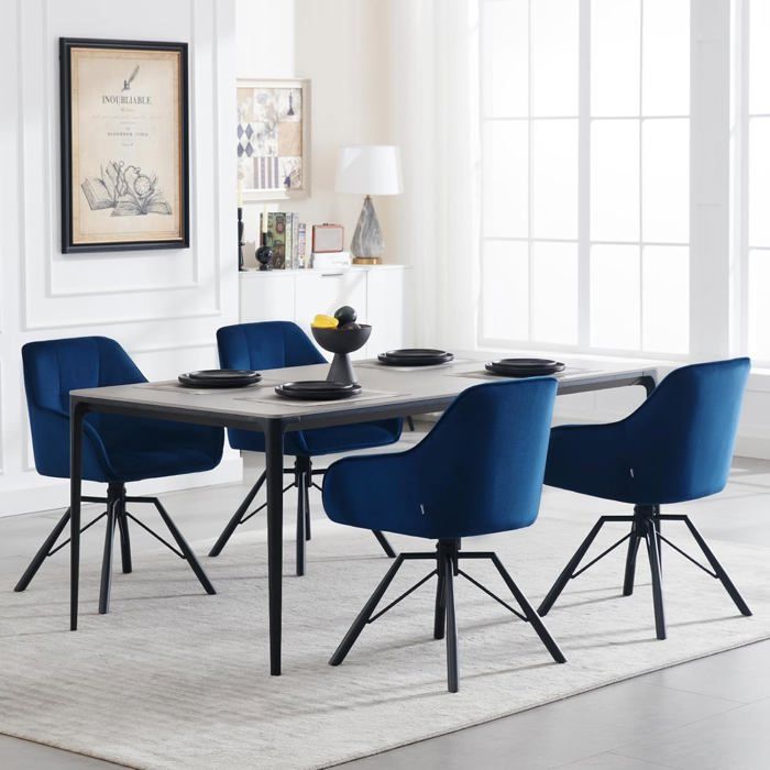 WOLTU 6X Chaise de Salle à Manger, Chaise de Cuisine, Assise rembourrée en Velours épais, Pieds en métal, Gris Clair - Maison