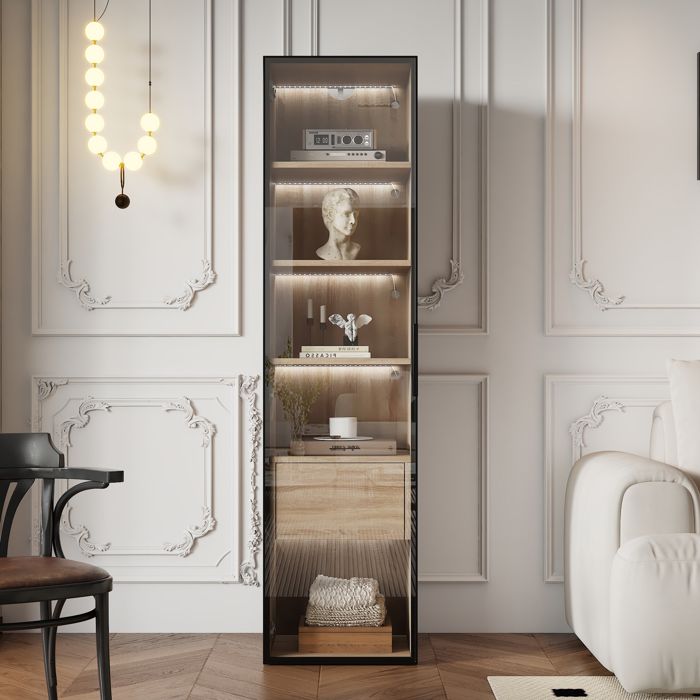 Vitrine design Modern naturel MDF 40 34 5 165cm HAUSS SPOLE Cdiscount vitrine-design-modern-naturel-mdf-40-34-5-165cm-hauss-spole-cdiscount