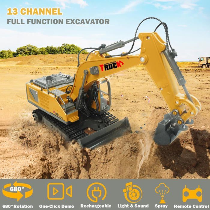 Daioller Pelleteuse Télécommandée, Rechargeable Excavateur Jouets pour