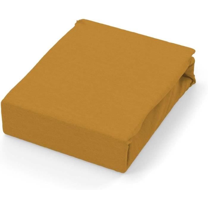 Atmosphera Drap Plat Coton Jaune Moutarde 240x290 Cm – Doux, Élégant Et Intemporel Pour Lit 2 Personnes