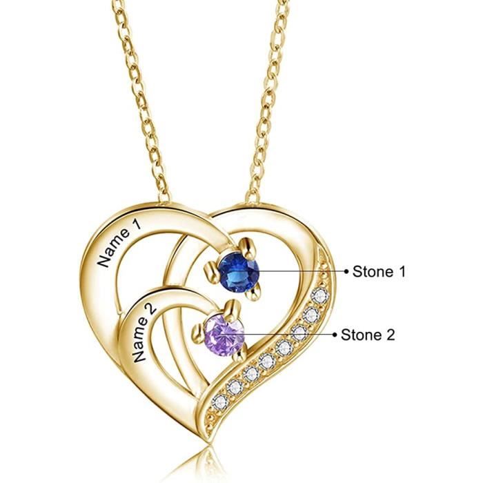 LIWI-Collier Personnalisé 2-4 prénom Femme Or Rose Argent 925