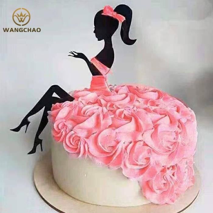 Chocolat -Noir acrylique gâteau Topper Silhouette fille princesse mariage  mariée et marié décorations Dessert décoration de gâteaux - Cdiscount Maison
