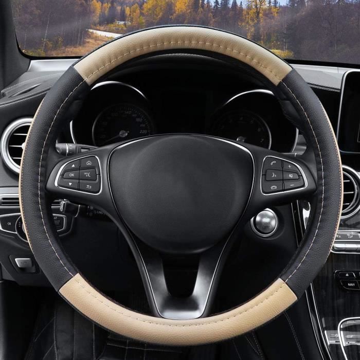 Protecteur Volant Cuir Microfibre 38cm Couvre Volant Voiture Ergocar - Cuir Microfibre Antidérapant Diamètre 38cm Peugeot 208