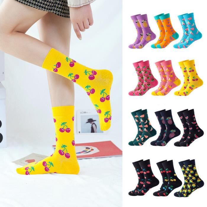 Chaussettes femme haussettes fantaisie drole amusantes Femmes colorees mignon nouveau design chaussette d equipe en coton 12 paires Multicolore Cdiscount Pret a Porter
