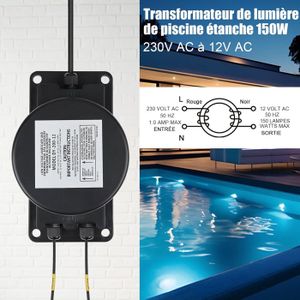 CPROSP Transformateur 220V-12V 150W étanche IP67 - Driver LED 12,5A Pour Projecteurs, Bandes Lumineuses - Garantie 3 Ans