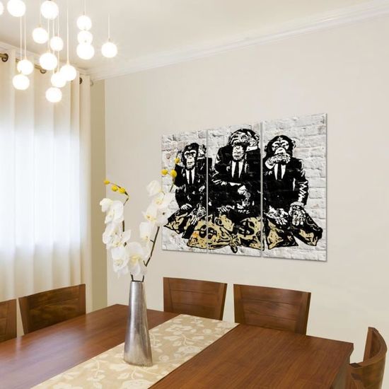 Runa art Tableau Décoration Murale Lion Coloré 200x80 cm - 5 Panneaux