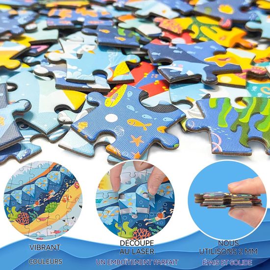 Jouet Puzzle Pour Enfants, Puzzle Animaux De 128 Pièces Jeu Educati Cadeau Pour Garcons Filles De 4 5 6 7 8 9 10 Ans Et Plus Amz