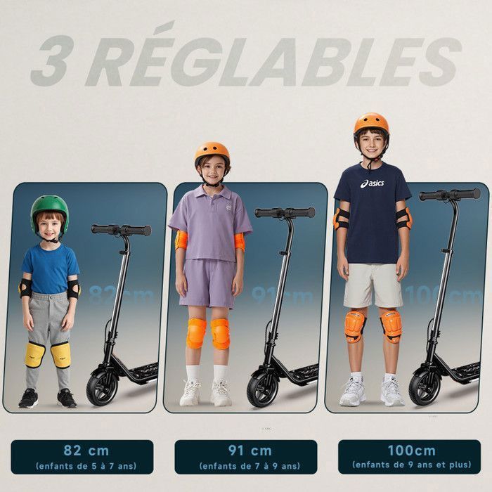 Trottinette électrique IScooter IK3 Pour Enfants 6-12 Ans – Moteur 150W, 3 Vitesses, Freins Double Sécurité, LED