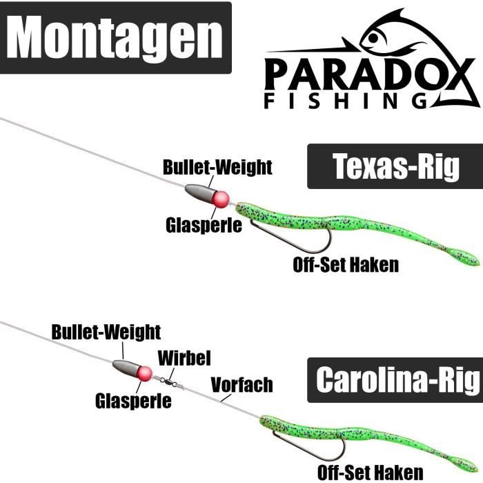 Carolina Rig-Texas Rig Kit de pêche 3,5 g à 14 g avec hameçons offset et  perles de verre Bullet Plomb [248] - Cdiscount Sport