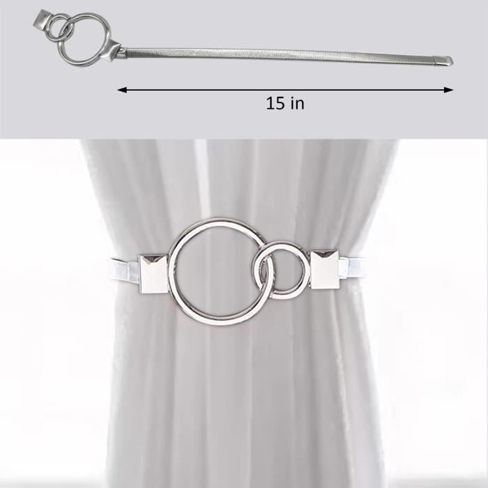 2 Attaches Rideaux Magnétiques - Fixation Sans Perçage, Corde Tressée 45cm, Décoration Moderne