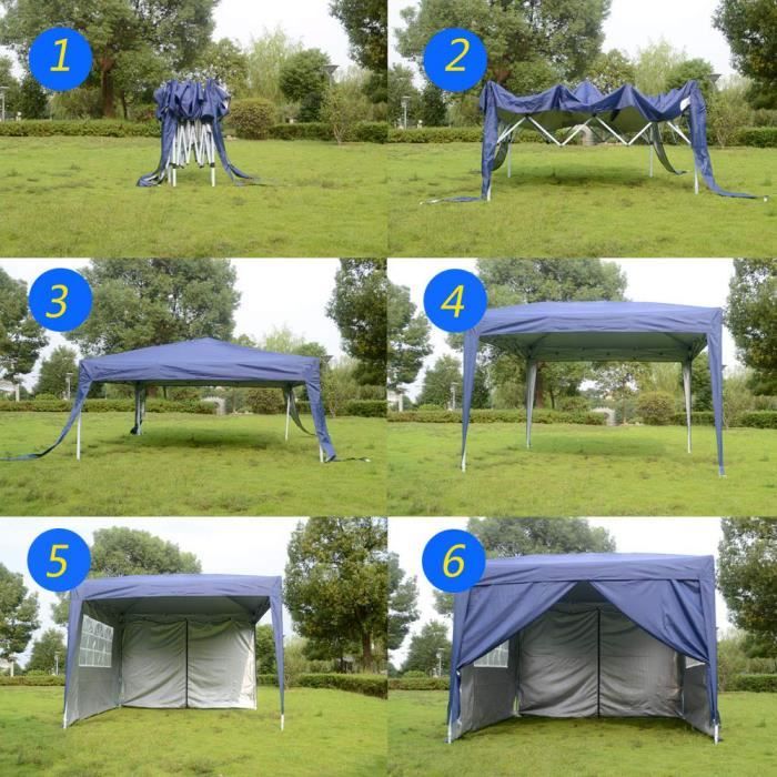 Tectake Tonnelle De Jardin 3x3m - Barnum Avec Parois Amovibles, Protection UV 30+, Imperméable - Cadre Acier Époxy Robuste Pour Réception Extérieure