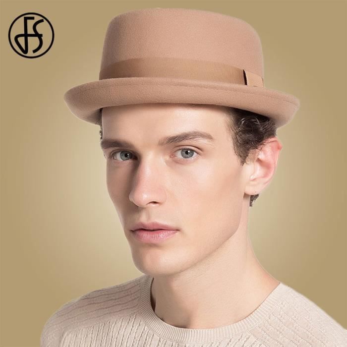 Chapeau Fedora Homme - Feutre Jazz Classique - Automne/Hiver - Taille Réglable 56-58cm