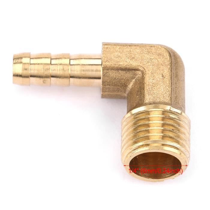 LTWFITTING Raccord Cannelé Coudé à 90 Degrés En Laiton - Tuyau ID De 2,5 Cm X Mâle De 1,9 Cm - NPT - Pour Carburant Et Air De Bateau (lot De 5