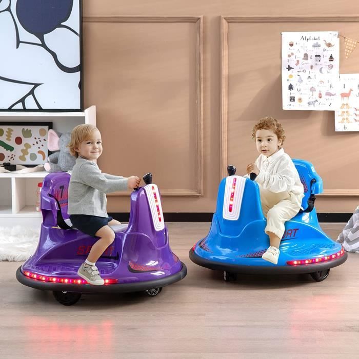 GOPLUS Auto-Tamponneuse Électrique Enfants 6V Rotation à 360º avec
