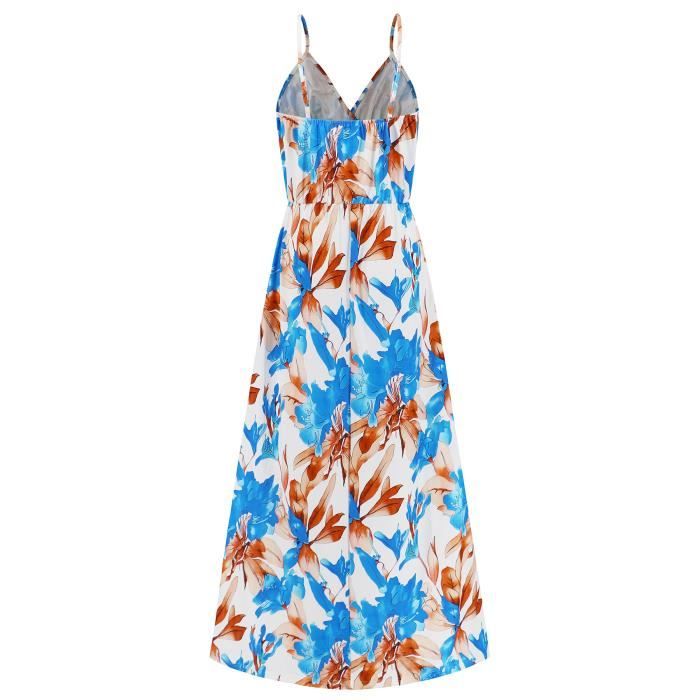 Robe D'Été Femme Sans Manches Imprimé Floral – Robe De Plage Légère & Fluide – Style Décontracté Chic Pour Vacances & Quotidien