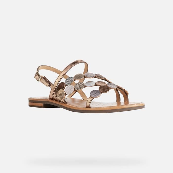 Sandales plates femme GEOX D SOZY S Bronze Jaune Confort