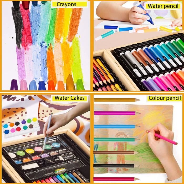 Mallette de l'Artiste 140 pieces : Crayons cire, Crayons couleurs, Feutres  lavables, Feuilles - Coffret Coloriage - Dessin, - Cdiscount Beaux-Arts et  Loisirs créatifs
