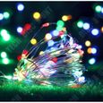 TD® Guirlande lumineuse LED à piles 10 mètres Eclairage multicolore 100 LEDs avec 8 modes télécommandé pour Jardin Noël Mariage-3