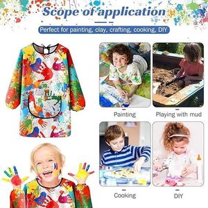 Tablier De Peinture Enfant Imperméable – Manchons Longs, Poche Pratique – Réglable Et Réutilisable – Motifs Graffiti Colorés – Pour 7-11 Ans – Activité Créative, Bricolage, Cuisine