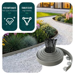 Forever Speed Bordure De Jardin Flexible 20m X 5cm - 120 Ancrages + 2 Paires De Gants - Noir - Résistant Aux UV
