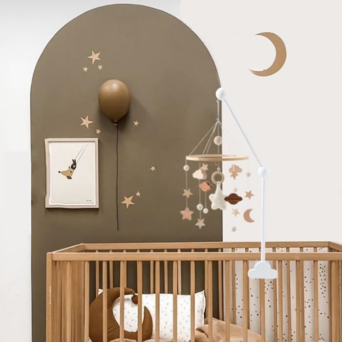 Cloche de lit 12 - Cloche de lit mobile en bois pour bébé, Support en forme  de nuage, Hochets mobiles, Cintre
