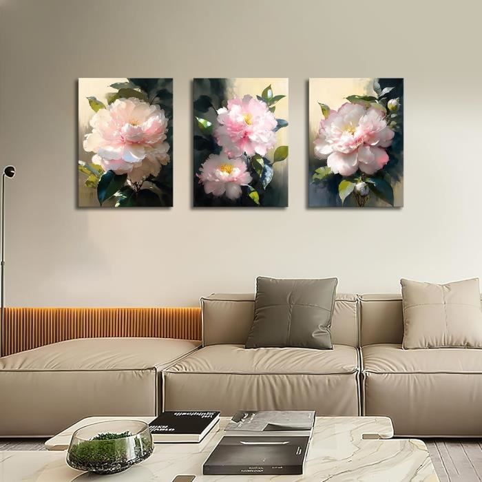 3 Pièces Rose Fleurs Plante Tableau Décoration Murale Salon Abstrait  Peintures affiche Impression sur Toile 40x50cmx3pcs Avoir cadre - Cdiscount  Maison