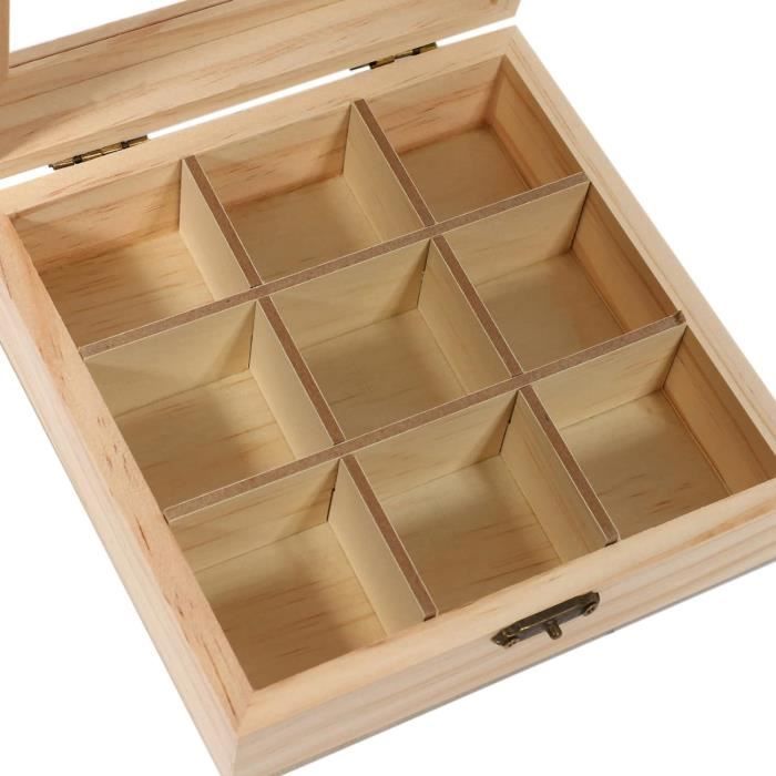 Boîte à Thé En Bois Avec 9 Compartiments Et Couvercle à Fenêtre Transparente - Rangement Organisé Pour Sachets Ou Thé En Vrac Rangement Thé 9 Compartiments