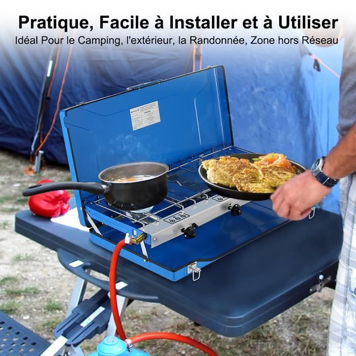 MOZODAWN Réchaud De Camping à Double Combustible Butane Et Propane, Réchaud à Gaz Infrarouge 8000 BTU, Réchaud Au Propane Avec étui De Transport, Sac De Rangement, Adaptateur De Tuyau, Réchaud