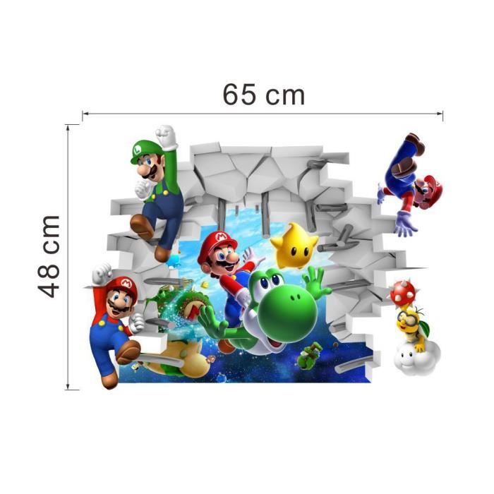 Autocollants Muraux Enfants 3D - 2 Pièces Décoratives Cartoon Jeu Pour Chambre Et Salon
