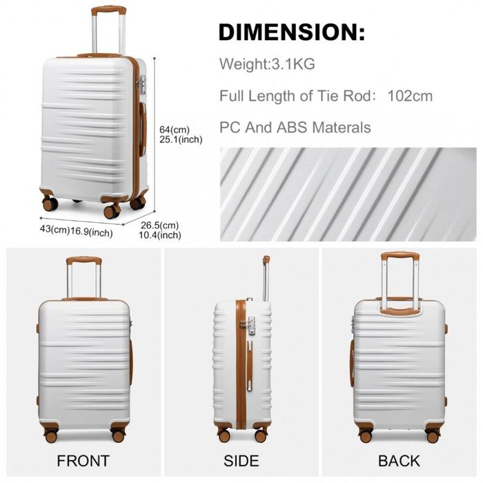 Set 3 Valises KESSER Coque Dure - M/L/XL (55L/84L/120L) - Roulettes 360° - Serrure Code - Balance Incluse
