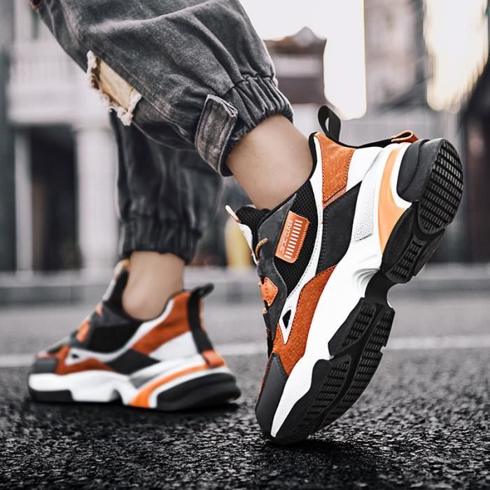 Basket top orange homme