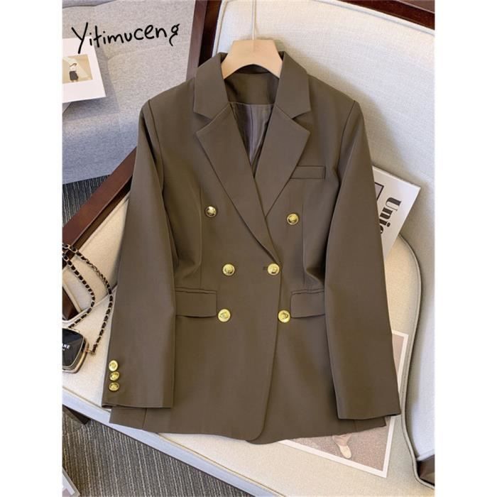 Blazer femme Veste longue crt e Double boutonnage FR76AT