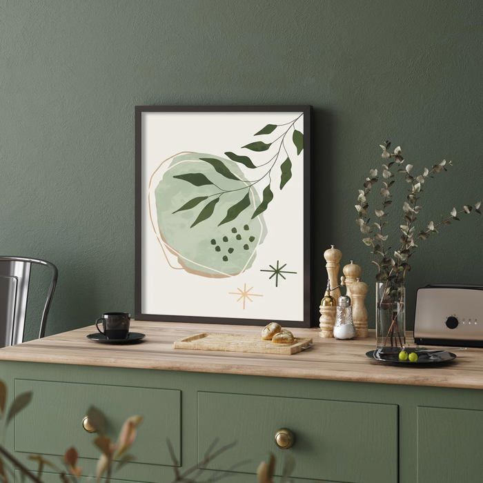Affiche Murale Set De 3 Posters Boho Vert Sauge - Décoration Murale Minimaliste | 30x40 Cm | Pour Salon, Chambre Ou Salle De Bain Art Mural Géométrique