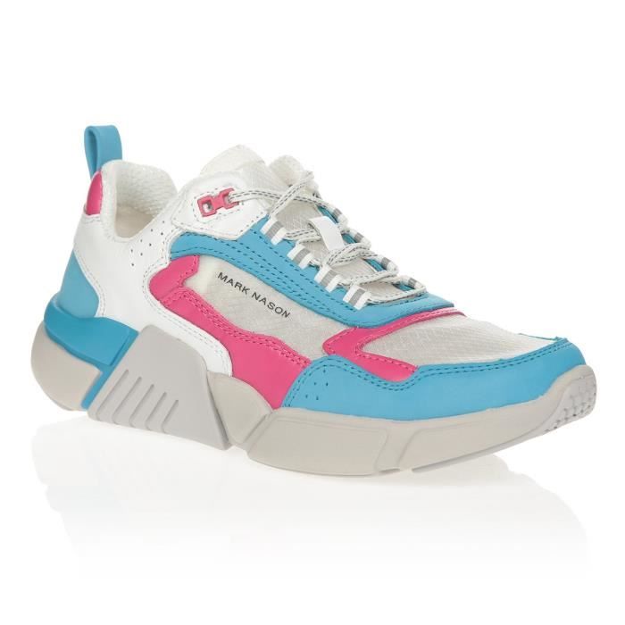 SKECHERS Baskets Block West Blanc/Rose/Gris/Bleu Femme