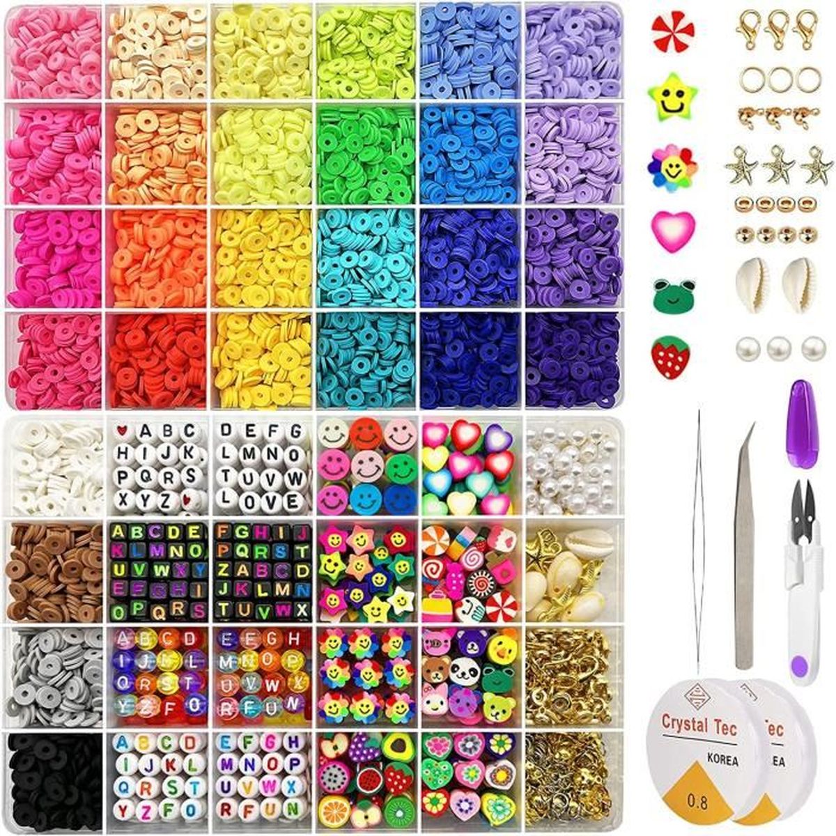 Victse Perles pour Bracelet, 20 Couleurs 9200 Pièce 3 Perles pour