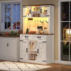 Lemonbest Buffet haute de cuisine 172cm avec LED Lumière Prise de Courant+USB Ports et étagères réglables 4 Portes 2 Tiroirs Blanc