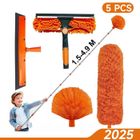OEM 5 Pcs Plumeau télescopique, Tete de Loup Longueur 1,5-4,9 m, Brosse de Plumeau Poussiere Telescopique et tête en Microfibre