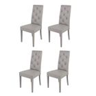 T M C S Tommychairs - Set 4 chaises CHANTAL, structure en bois de hêtre, assise et dossier en cuir artificiel gris clair avec boutons