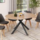 IDMARKET Table à manger extensible ronde ALIX 4-8 personnes pied araignée bois et noir 110-150 cm