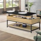 IDMARKET Table basse plateau relevable rectangulaire BOSTON 100 cm et étagère inférieure design industriel