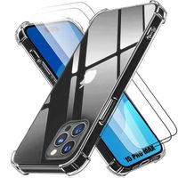 Coque pour iPhone 15 Pro Max Protection Silicone Antichoc + 2 Verres Trempés Protection Transparent