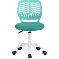 FurnitureR Chaise de bureau Adolescents Pivotante Réglable avec Siège en Tissu Ergonomique, Turquoise