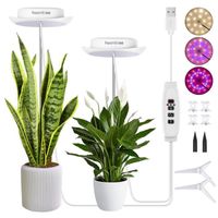 Lampes de culture de plantes d’intérieur, 2 têtes, 52 LED à spectre complet avec base de support,marche/arrêt automatique