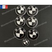 KIT 7 Badge LOGO Embleme BMW - Capot - Coffre - Volant - cache moyeu - Noir et Blanc - Mastershop