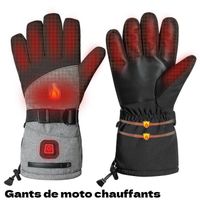 Gants de Moto Chauffants Intelligents Homme Femme,Gants à Sport écran Tactile,Gants de Cyclisme pour Ski,Motocross, Gris - Taille L