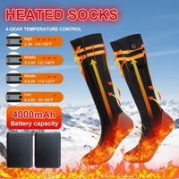 Chaussettes chauffantes électriques - Noir - Sports d'hiver - Mixte - Ski - Batterie 4000mAh